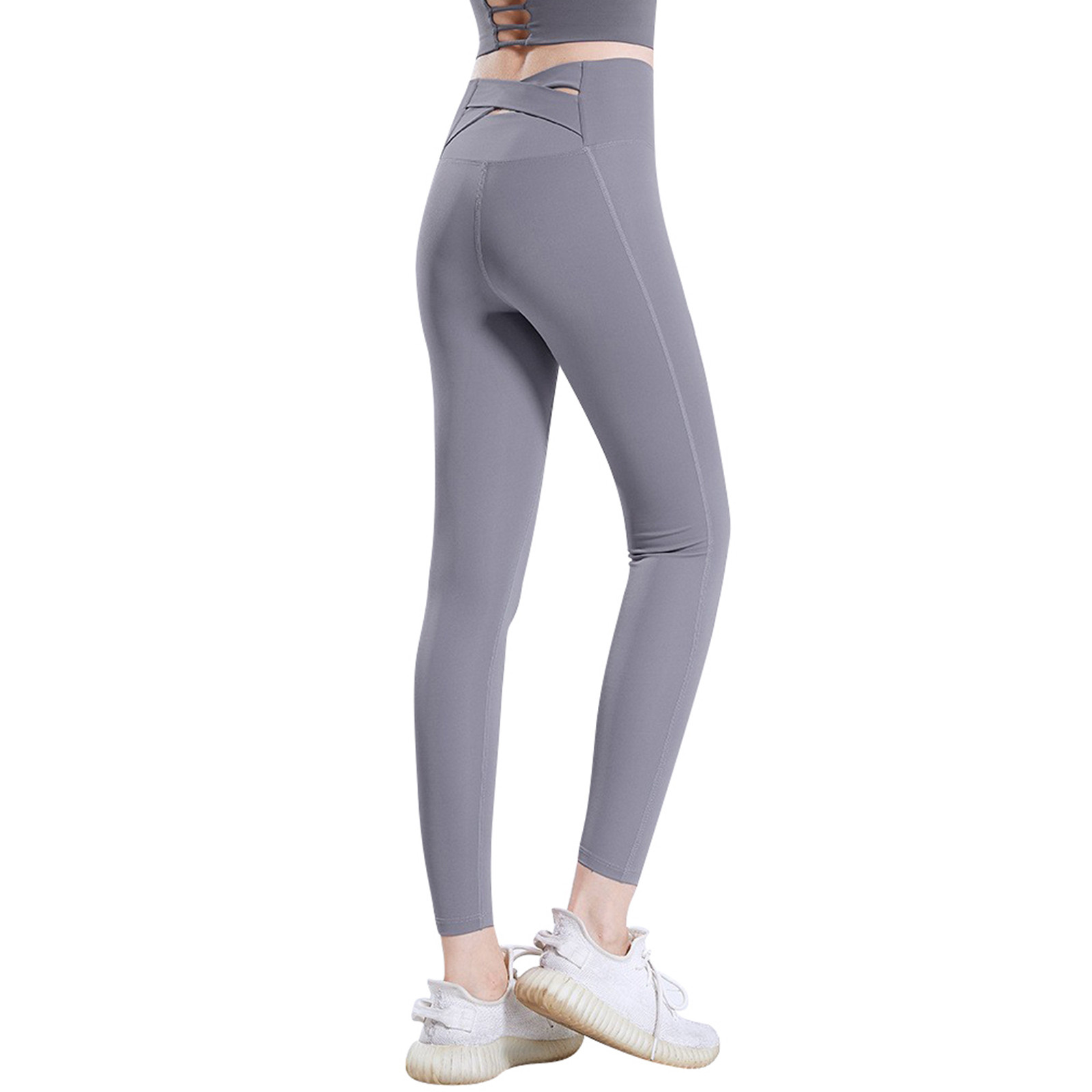 thumbnail image 1 of Mallas de compresión para running, yoga y fitness de color liso para mujer, que realzan los glúteos., 1 of 5